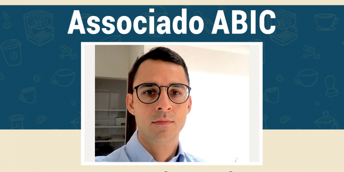 arte grafica com foto de homem no centro da imagem associado ABIC