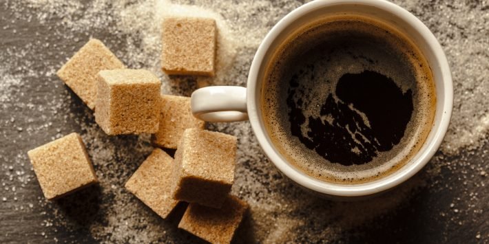 Cup of coffee with sugar